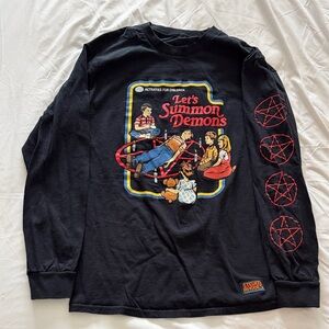 Black Long Sleeve Shirt with Graphic Design